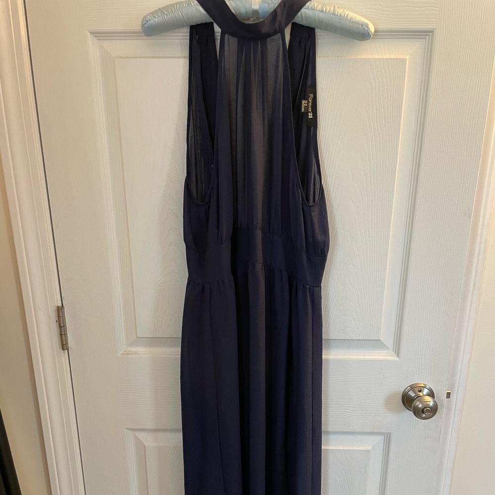 Navy Blue Halter Maxi Dress
